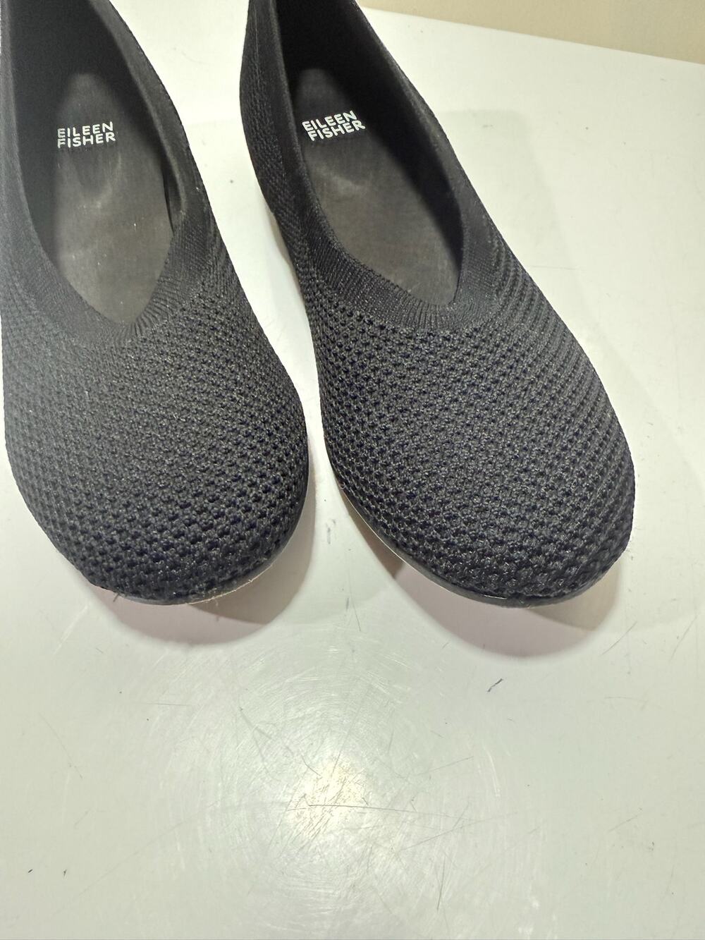 Eileen Fisher Naomi stretch knit black ballet flats women's size 8